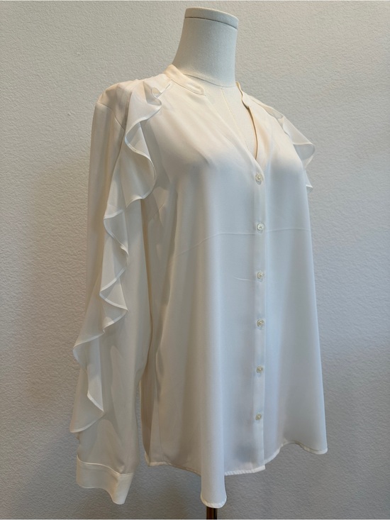 Express Tops - NWT Express Ivory Ruffle Sleeve Button-Front Shirt